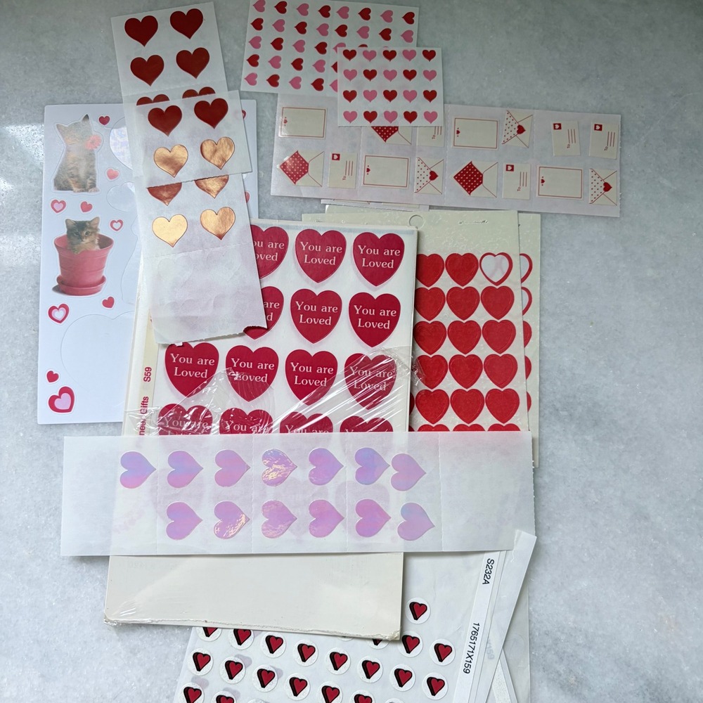 Vintage 90s Mrs Grossmans Heart Sticker Lot Holographic Valentine's‎